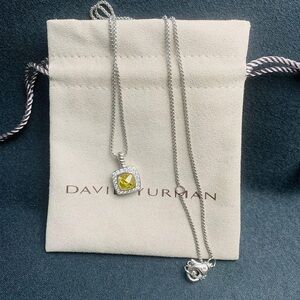 David Yurman Sterling Necklace with Yellow Citrine and Diamond Halo
